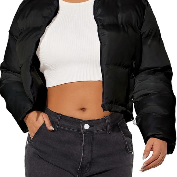 Women's Crop Short Jacket Cropped Puffer - Picture 2 of 6
